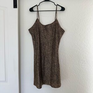 Women’s Leopard Print Satin Slip Mini Dress Sexy Lingerie Night Gown Animal XL